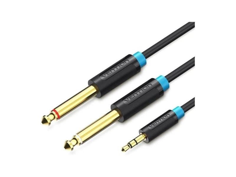 Cable Estéreo Vention BACBD/ Jack 3.5 Macho - 2x Jack 6.5 Macho/ 50cm/ Negro