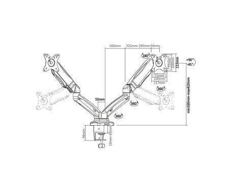 Soporte para 2 Monitores Aisens DT27TSR-045/ hasta 9kg