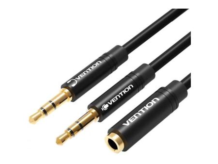 Cable Estéreo Vention BBUBY/ 2x Jack 3.5 Macho - Jack 3.5 Hembra/ 30cm/ Negro