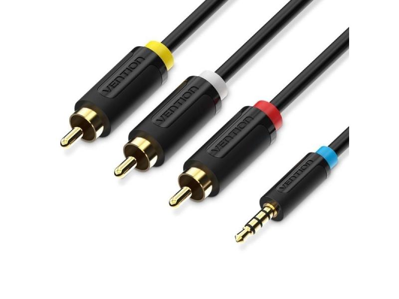 Cable Estéreo Vention BCBBG/ Jack 3.5 Macho - 3x RCA Macho/ 1.5m/ Negro