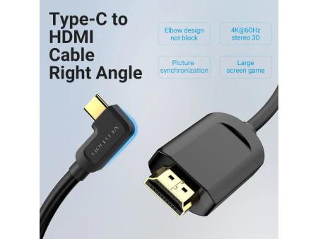 Cable Conversor HDMI 1.4 4K Vention CGVBG/ USB Tipo-C Macho - HDMI Macho/ 1.5m/ Negro