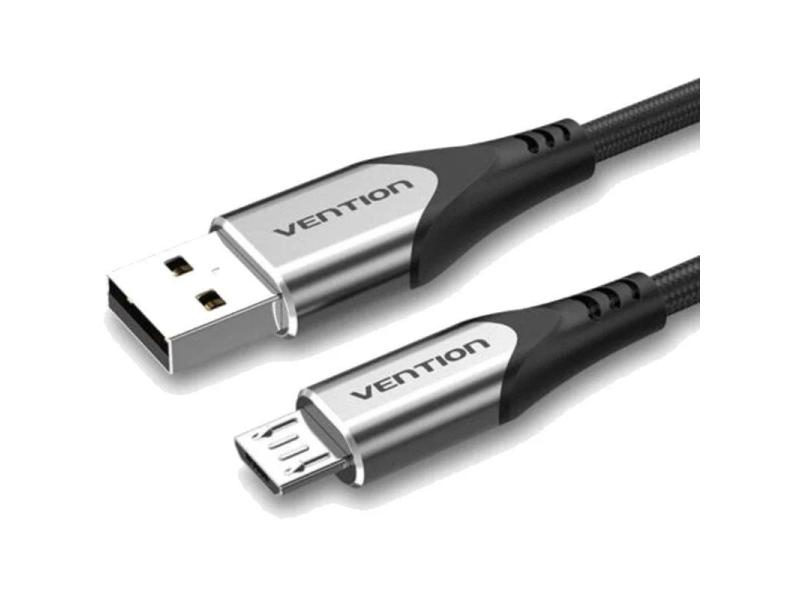 Cable USB 2.0 Vention COAHC/ USB Macho - MicroUSB Macho/ Hasta 60W/ 480Mbps/ 25cm/ Gris