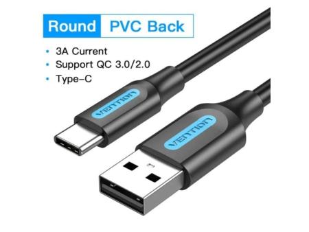 Cable USB 2.0 Tipo-C Vention COKBC/ USB Macho - USB Tipo-C Macho/ Hasta 60W/ 480Mbps/ 25cm/ Gris