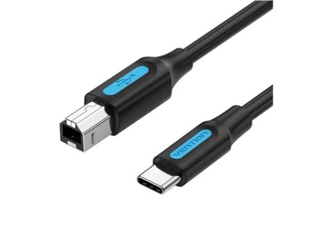 Cable USB 2.0 Tipo-C Vention CQUBH/ USB Tipo-B Macho - USB Tipo-C Macho/ 480Mbps/ 2m/ Negro