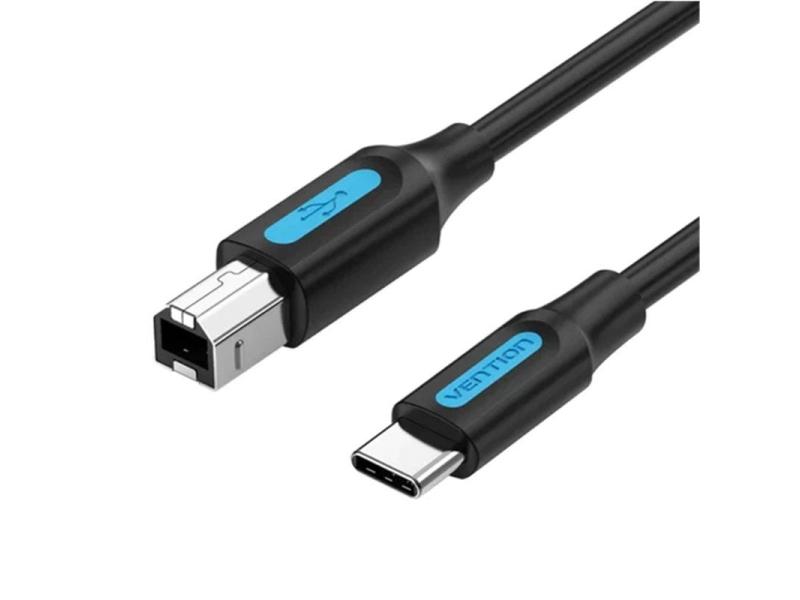 Cable USB 2.0 Tipo-C Vention CQUBH/ USB Tipo-B Macho - USB Tipo-C Macho/ 480Mbps/ 2m/ Negro