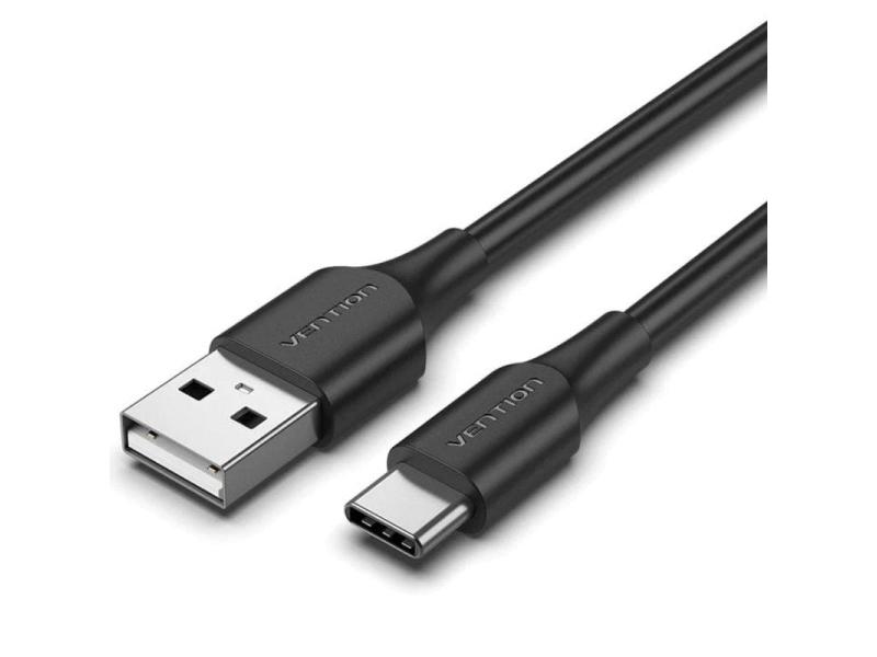 Cable USB Tipo-C Vention CTHBC/ USB Tipo-C Macho - USB Macho/ Hasta 60W/ 480Mbps/ 25cm/ Negro