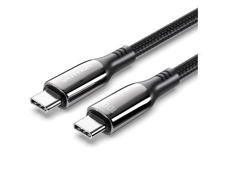 Cable USB 2.0 Tipo-C 5A 100W Vention CTKBAV/ USB Tipo-C Macho - USB Tipo-C Macho/ Hasta 100W/ 480Mbps/ 1.2m/ Negro