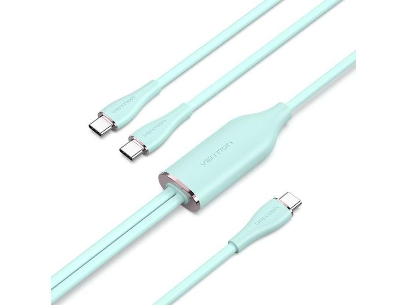 Cable USB Tipo-C Vention CTMGG/ USB Tipo-C Macho - 2 x USB Tipo-C Macho/ Hasta 100W/ 480Mbps/ 1.5m/ Verde