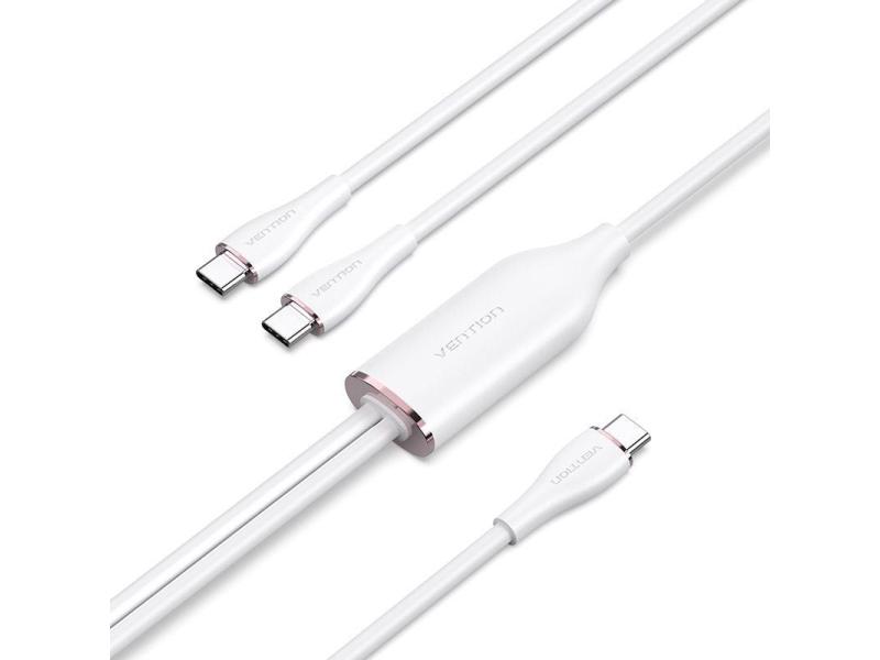 Cable USB Tipo-C Vention CTMWG/ USB Tipo-C Macho - 2 x USB Tipo-C Macho/ Hasta 100W/ 480Mbps/ 1.5m/ Blanco