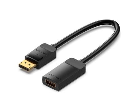 Cable Conversor Vention HBZBB/ DisplayPort Macho - HDMI 4K Hembra/ 15cm/ Negro