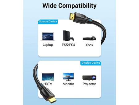 Cable HDMI 2.1 8K Vention AANBF/ HDMI Macho - HDMI Macho/ 1m/ Negro