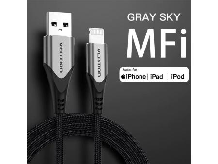 Cable USB 2.0 Lightning Vention LABHD/ USB Macho - Lightning Macho/ Hasta 12W/ 480Mbps/ 50cm/ Gris