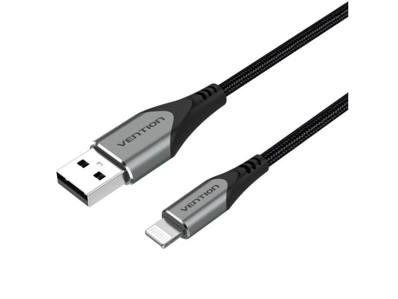 Cable USB 2.0 Lightning Vention LABHH/ USB Macho - Lightning Macho/ Hasta 12W/ 480Mbps/ 2m/ Gris