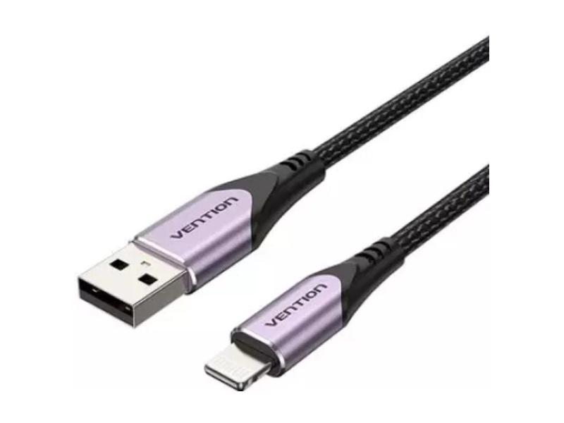 Cable USB 2.0 Lightning Vention LABVF/ USB Macho - Lightning Macho/ Hasta 12W/ 480Mbps/ 1m/ Morado