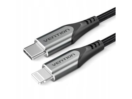 Cable USB 2.0 Tipo-C Lightning Vention TACHF/ USB Tipo-C Macho - Lightning Macho/ Hasta 27W/ 480Mbps/ 1m/ Gris