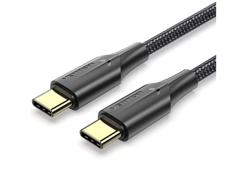 Cable USB 2.0 Tipo-C 3A Vention TAUBD/ USB Tipo-C Macho - USB Tipo-C Macho/ Hasta 60W/ 480Mbps/ 50cm/ Negro