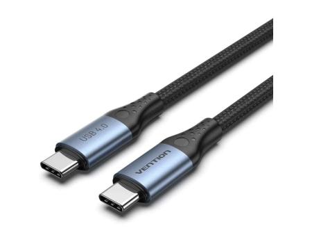 Cable USB 4.0 Tipo-C 5A Vention TAVHF/ USB Tipo-C Macho - USB Tipo-C Macho/ Hasta 240W/ 40Gbps/ 1m/ Gris