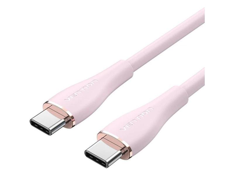 Cable USB 2.0 Tipo-C Vention TAWPG/ USB Tipo-C Macho - USB Tipo-C Macho/ Hasta 100W/ 480Mbps/ 1.5m/ Rosa