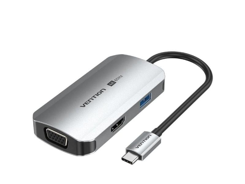 Docking USB Tipo-C Vention TQAHB/ 1xHDMI/ 1xUSB/ 1xVGA/ 1xUSB Tipo-C PD/ Gris