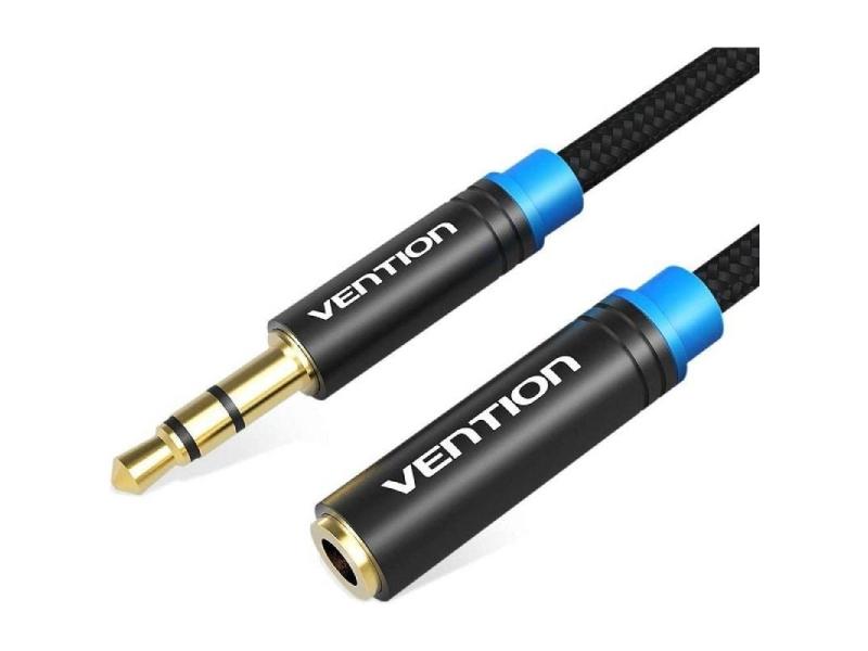 Cable Estéreo Vention VAB-B06-B050-M/ Jack 3.5 Macho - Jack 3.5 Hembra/ 50cm/ Negro