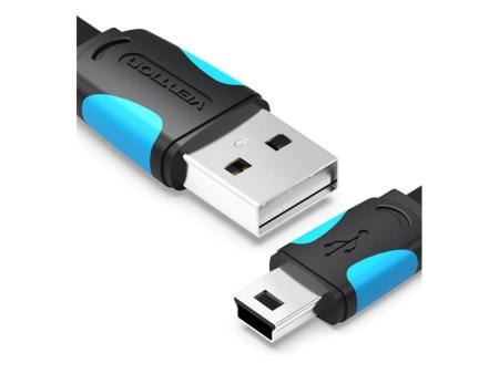 Cable USB 2.0 Vention VAS-A14-B050/ Mini USB Macho - USB Macho/ Hasta 10W/ 480Mbps/ 50cm/ Azul y Negro