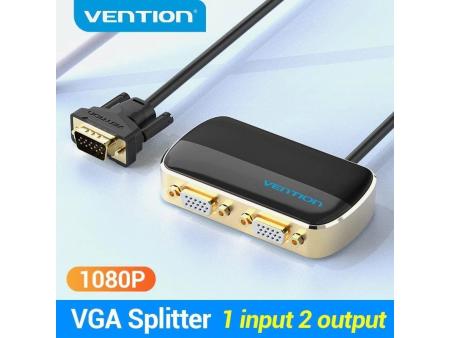 Divisor VGA con Alimentación Externa Vention DBABF/ VGA Macho/ 2x VGA Hembra/ 1m/ Negro