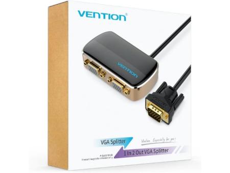 Divisor VGA con Alimentación Externa Vention DBABF/ VGA Macho/ 2x VGA Hembra/ 1m/ Negro