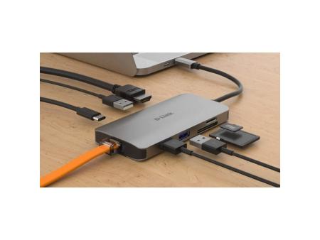 Docking USB Tipo-C D-Link DUB-M810/ 3xUSB/ 1xUSB Tipo-C/ 1xThunderbolt/ 1xHDMI/ 1xRJ45/ 1xLector tarjetas/ Gris