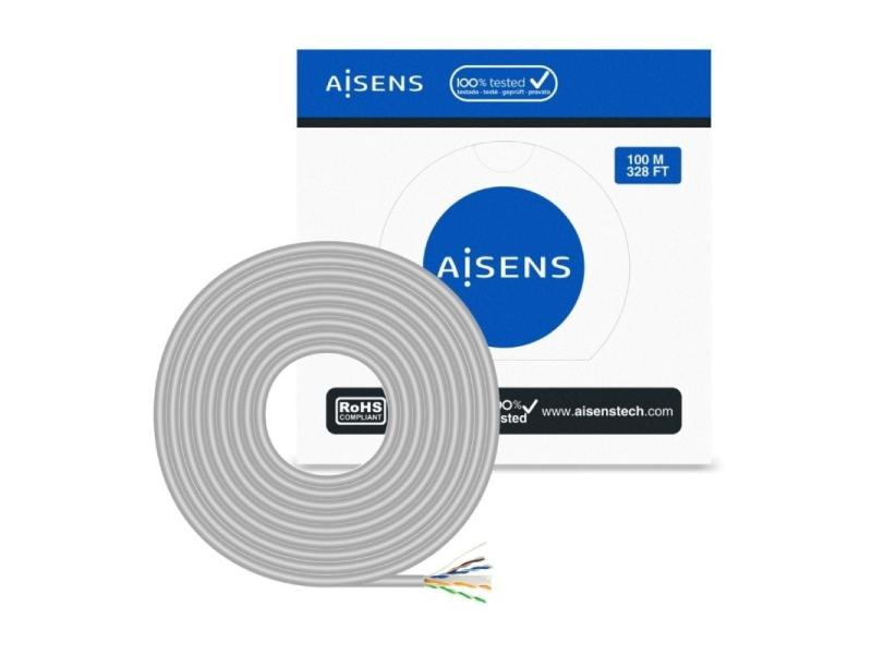 Bobina de Cable RJ45 UTP AWG23 CCA (Aleación) Aisens A135-0660 Cat.6/ 100m/ Gris