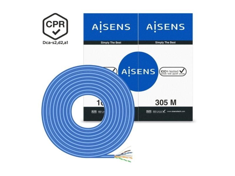 Bobina de Cable RJ45 UTP AWG24 LSZH CPR Dca Aisens A135-0663 Cat.6/ 305m/ Azul