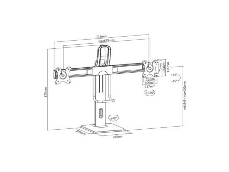 Soporte para 2 Monitores Aisens DT27TSR-065/ hasta 6kg