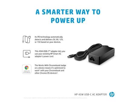 Cargador de Portátil HP AC Adapter USB-C/ 45W/ Automático/ Voltaje 15V