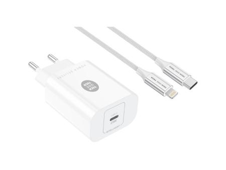 Cargador de Pared Tech One Tech TEC2265/ 1xUSB Tipo-C + Cable Lightning/ 3A/ Blanco