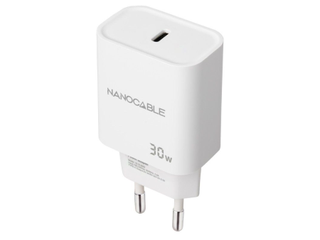 Cargador de Pared Nanocable 10.10.2009/ 1xUSB Tipo-C/ 30W/ Blanco