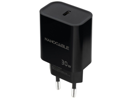 Cargador de Pared Nanocable 10.10.2010/ 1xUSB Tipo-C/ 30W/ Negro