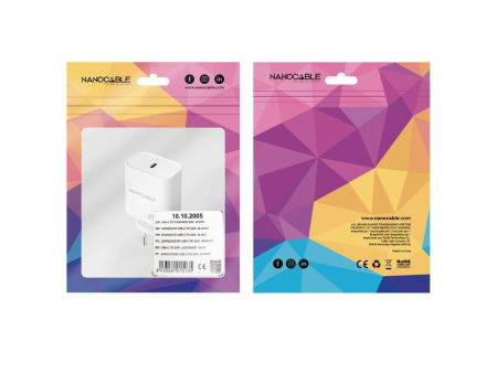 Cargador de Pared Nanocable 10.10.2005/ 1xUSB Tipo-C/ 20W/ Blanco