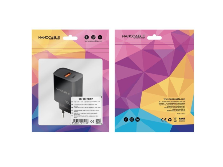 Cargador de Pared Nanocable 10.10.2012/ 1xUSB/ 1xUSB Tipo-C/ 30W/ Negro