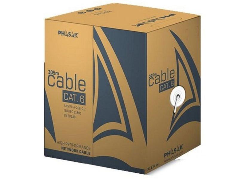 Bobina de Cable RJ45 UTP Phasak PHR 6301 Cat.6/ 305m/ Gris