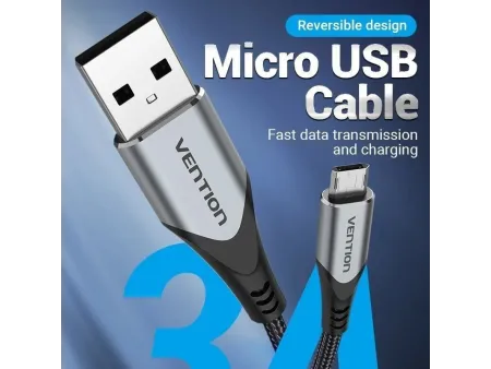Cable USB 2.0 Vention COCHI/ USB Macho - MicroUSB Macho/ 480Mbps/ 3m/ Negro