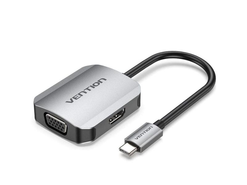 Conversor Vention TDIHB/ USB Tipo-C Macho/ VGA Hembra - HDMI Hembra/ 15cm/ Plata