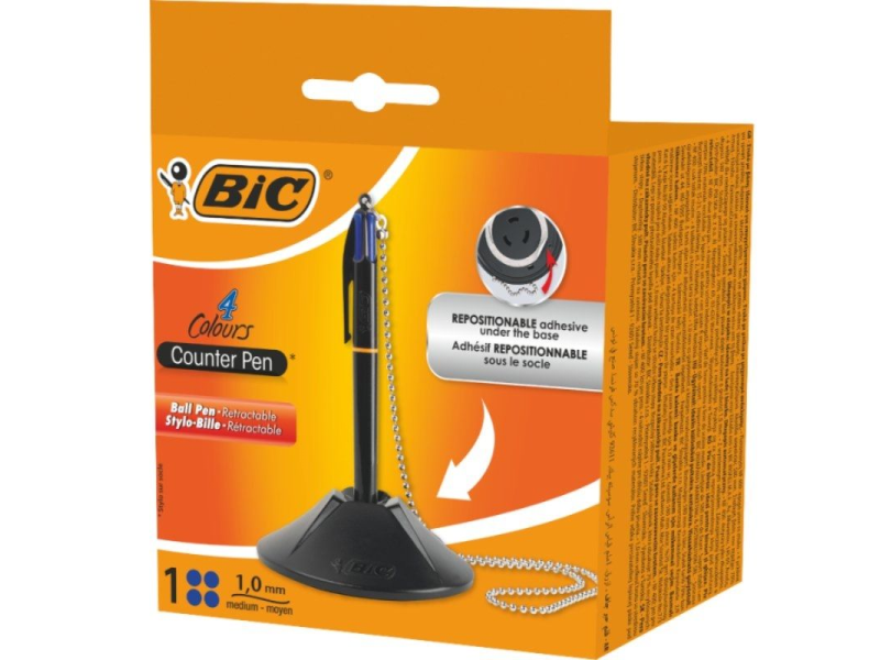 Bolígrafo de Tinta de Aceite Retráctil Bic 527507/ Azul/ Incluye Base + Cadena