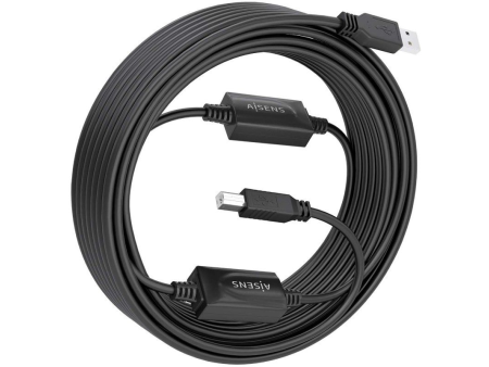 Cable Alargador USB 2.0 Aisens A101-0906/ USB Macho - USB Tipo-B/ 15m/ Negro