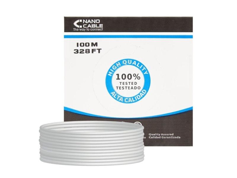 Bobina de Cable RJ45 UTP Nanocable 10.20.0302-FLEX Cat.5e/ 100m/ Gris