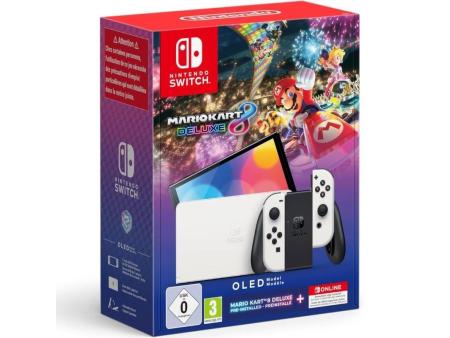 Nintendo Switch OLED/ Incluye Base/ 2 Mandos Joy-Con/ Incluye Juego Mario Kart Deluxe + 12 Meses de Nintendo Switch Online