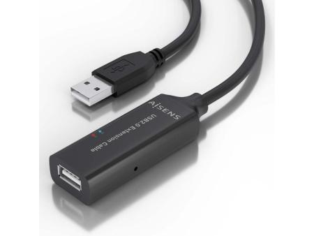 Cable Alargador USB 2.0 Aisens A101-0915/ USB Macho - USB Hembra/ 10m/ Negro