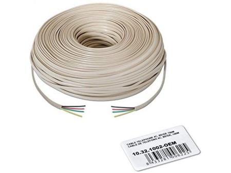 Bobina de Cable de Teléfono 4C Nanocable 10.32.1002-OEM/ 100m/ Beige