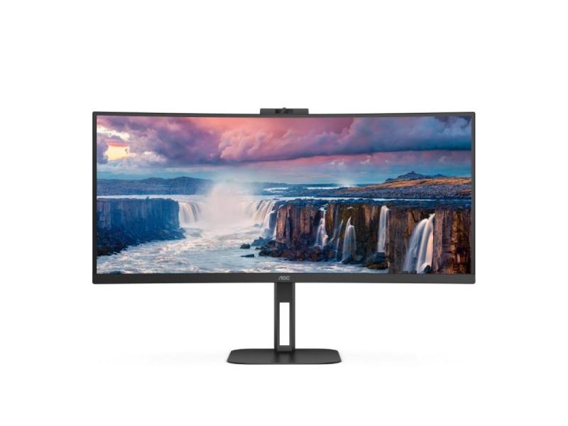 Monitor Profesional Curvo Ultrapanorámico AOC CU34V5CW/BK 34'/ UWQHD/ Multimedia/ Regulable en altura/ Negro