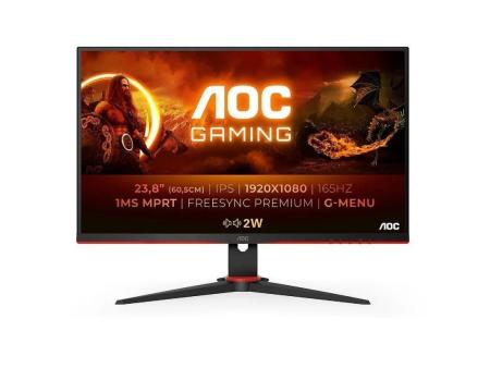 Monitor Gaming AOC 24G2SPAE/BK 23.8'/ Full HD/ 1ms/ 165Hz/ IPS/ Multimedia/ Negro