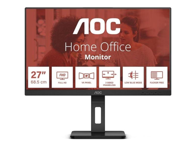 Monitor Profesional AOC 27E3QAF 27'/ Full HD/ Multimedia/ Regulable en altura/ Negro