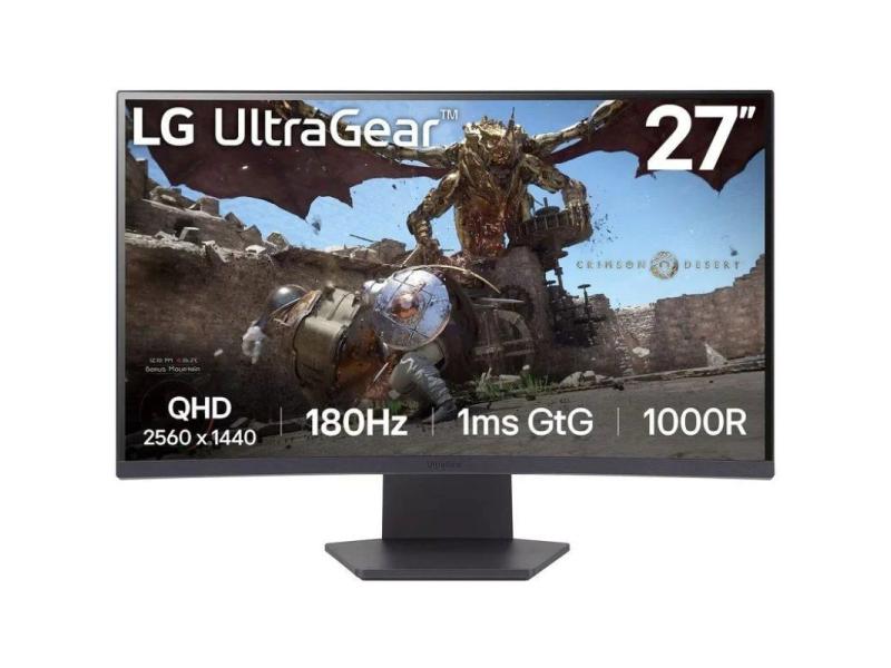 Monitor Gaming Curvo LG UltraGear 27GS60QC-B 27'/ QHD/ 1ms/ 180Hz/ VA/ Negro